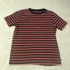 Scotch & Soda Mens Small Striped Cotton Short Sleeve T-Shirt Black Red White Tee